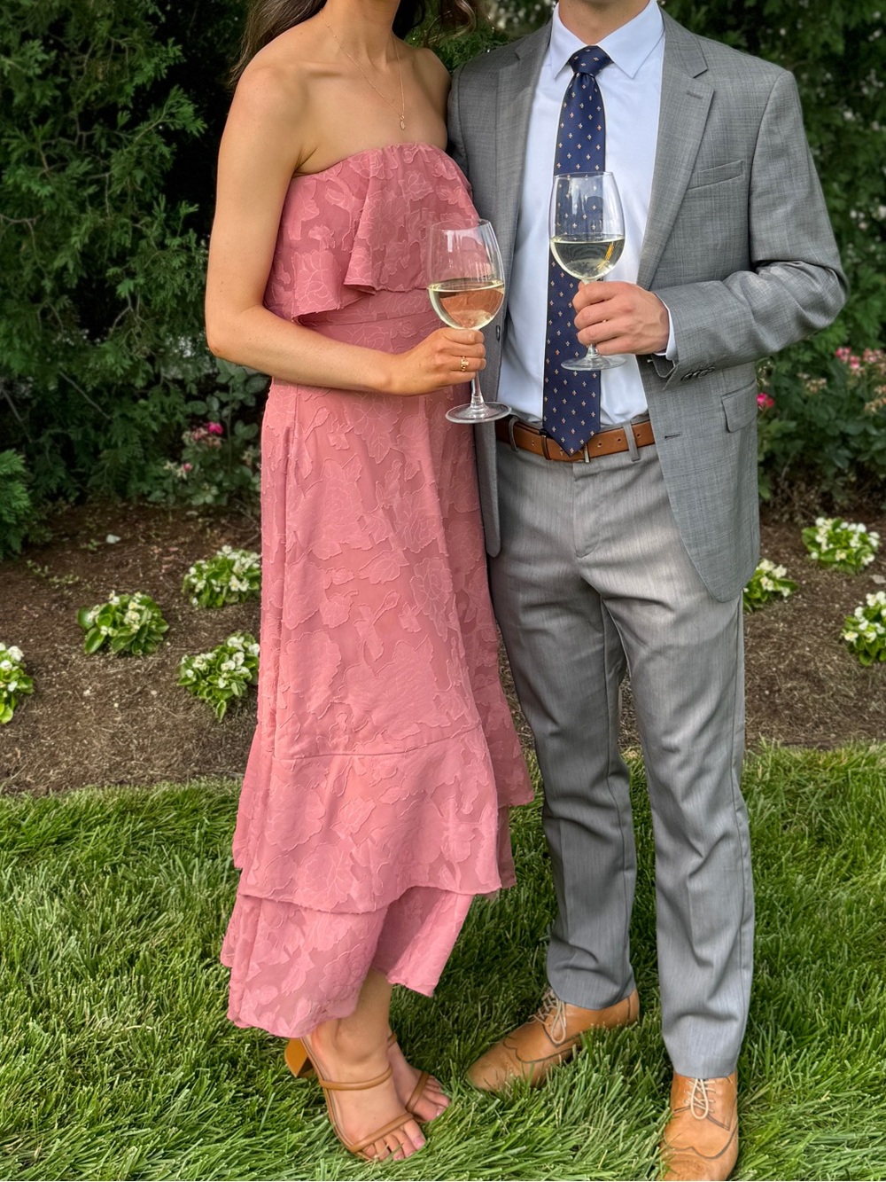 Lulu's Dusty Rose Floral Jacquard Strapless Maxi Dress